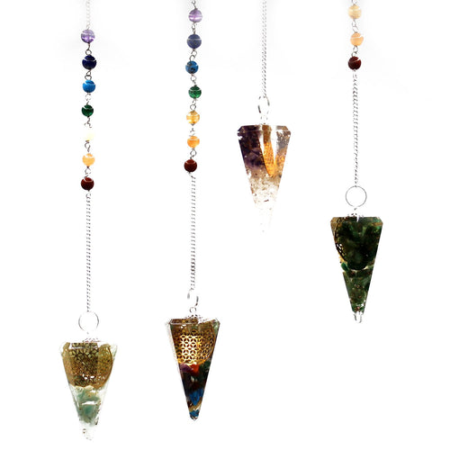 Pendule de chakra de puissance en orgonite - Fleur de vie