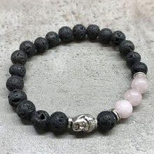 Charger l&#39;image dans la galerie, Bracelet Pierre de Lave - Quartz Rose/Buddha Argenté