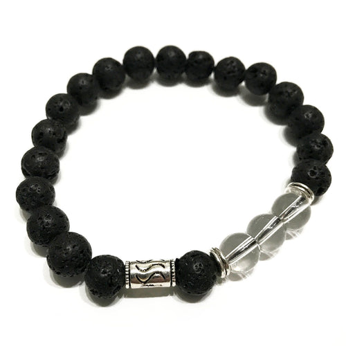 Bracelet Pierre de Lave - Quartz/Tribal Argenté