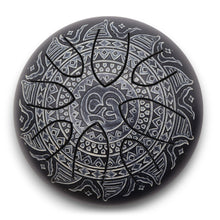 Charger l&#39;image dans la galerie, Tambour à Langues Acier Om Mandala Gravé - 16cm - Géométrie Sacrée