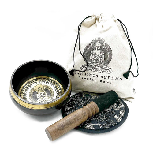 Coffret Cadeau Bol Chantant gravé et battu à la main - 14 cm - Enseignements Bouddha