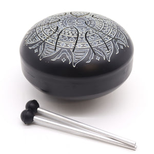 Tambour à Langues Acier Om Mandala Gravé - 16cm - Géométrie Sacrée