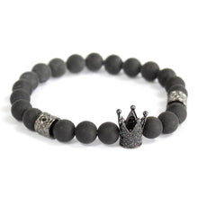 Charger l&#39;image dans la galerie, Bracelet Pierres Fines - Couronne de Cristal/Agate noire