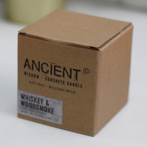 Bougie Moyenne en Béton et Cire de Soja - Whiskey & Fumée de Bois
