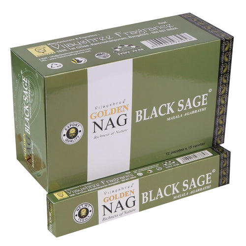 15g Golden Nag Sauge Noire - Encens Protection Puissante Vijayshree