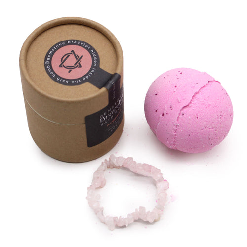 Bombe de Bain Quartz Rose avec Bracelet en Pierre Précieuse