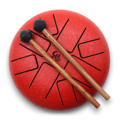 Tambour à Langues Acier Om Rouge - 16cm - Énergie Vitale