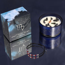 Charger l&#39;image dans la galerie, Bougie en cristal du zodiaque avec bracelet en pierres précieuses - Vierge