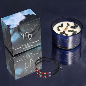 Bougie en cristal du zodiaque avec bracelet en pierres précieuses - Vierge