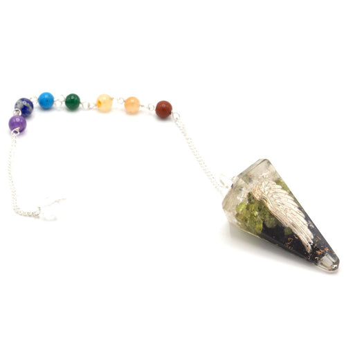 Pendule de chakra de puissance en orgonite - Aile d'ange