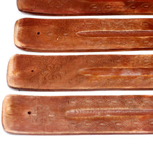 Charger l&#39;image dans la galerie, Porte Encens Sculpté Bois de Manguier 25cm - Artisanat Spirituel Premium
