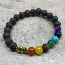 Charger l&#39;image dans la galerie, Bracelet Pierre de Lave - Chakra/Éléphant Doré