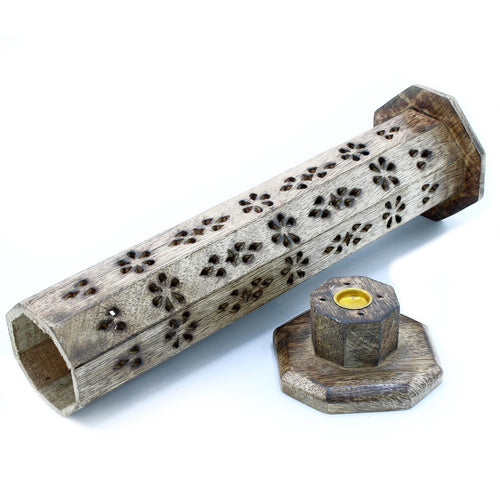 Tour Hexagonale Porte-Encens - Bois de Manguier Premium