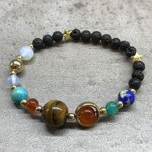 Charger l&#39;image dans la galerie, Bracelet Pierre de Lave - Système Solaire Doré