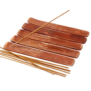 Porte Encens Sculpté Bois de Manguier 25cm - Artisanat Spirituel Premium