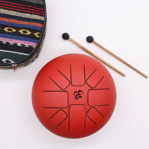 Tambour à Langues Acier Om Rouge Medium - 22x16cm - Puissance Vitale