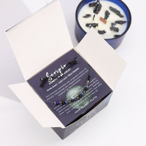 Bougie en cristal du zodiaque avec bracelet en pierres précieuses – Scorpion