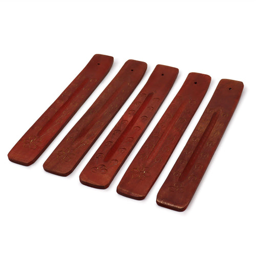 Porte Encens Sculpté Bois de Manguier 25cm - Artisanat Spirituel Premium