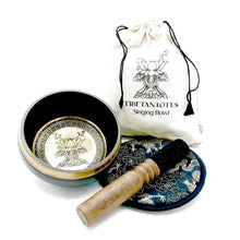 Charger l&#39;image dans la galerie, Coffret Cadeau Bol Chantant gravé à la main - 14 cm - Fleur de lotus