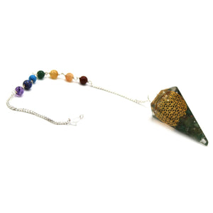 Pendule de chakra de puissance en orgonite - Fleur de vie