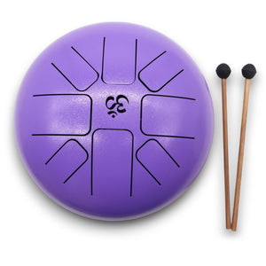 Tambour à Langues Acier Om Violet Medium - 22x16cm - Spiritualité Élevée