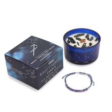Charger l&#39;image dans la galerie, Bougie en cristal du zodiaque avec bracelet en pierres précieuses – Sagittaire