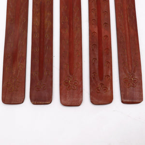 Porte Encens Sculpté Bois de Manguier 25cm - Artisanat Spirituel Premium