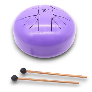 Tambour à Langues Acier Om Violet Medium - 22x16cm - Spiritualité Élevée