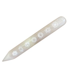 Baguette Sélénite 7 Chakras Premium 14-16cm - Harmonisation Complète