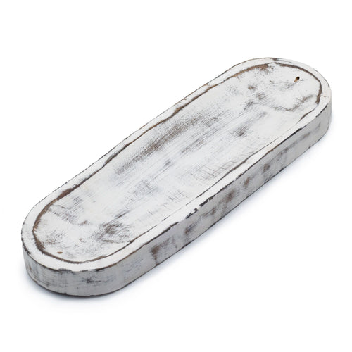 Grand Plateau à Encens 30x10cm - Finition Whitewash Élégante Premium