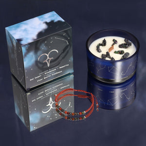 Bougie en cristal du zodiaque avec bracelet en pierres précieuses - Bélier