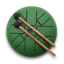 Charger l&#39;image dans la galerie, Tambour à Langues Acier Om Vert - 16cm - Guérison du Cœur