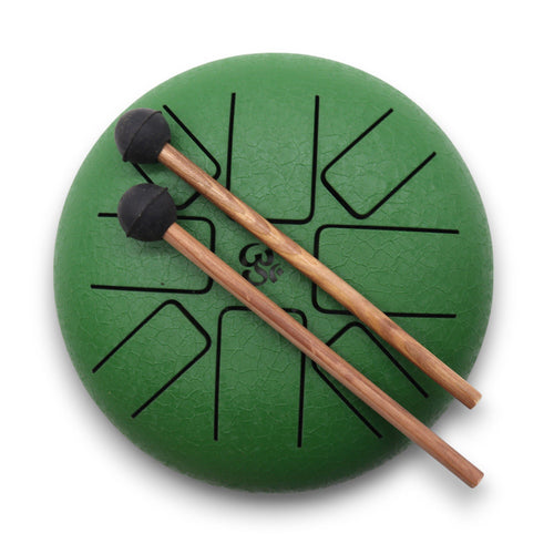 Tambour à Langues Acier Om Vert - 16cm - Guérison du Cœur