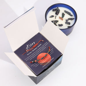 Bougie en cristal du zodiaque avec bracelet en pierres précieuses - Bélier