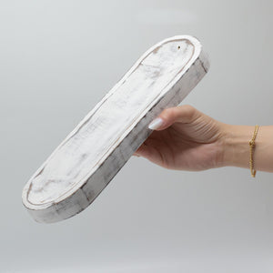 Grand Plateau à Encens 30x10cm - Finition Whitewash Élégante Premium