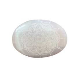 Pierre de Paume Mandala Sélénite Premium - Art Thérapeutique & Géométrie Sacrée