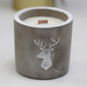 Bougie Moyenne en Béton et Cire de Soja - Whiskey & Fumée de Bois