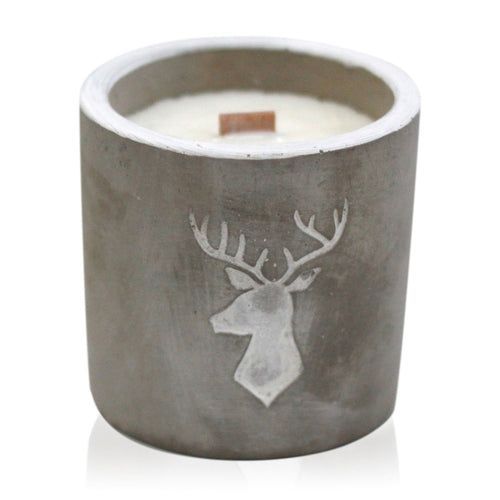 Bougie Moyenne en Béton et Cire de Soja - Whiskey & Fumée de Bois