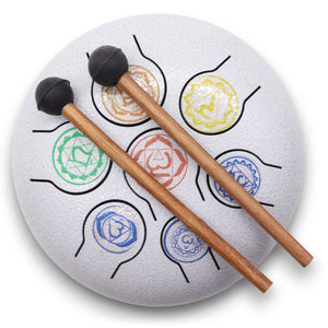 Tambour à Langues Acier 7 Chakras Medium - 17x13cm - Équilibrage Compact