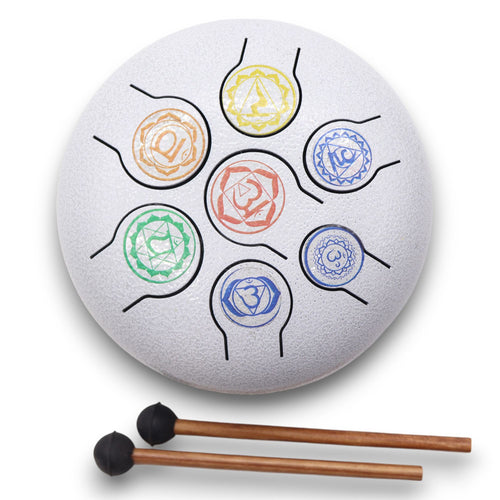 Tambour à Langues Acier 7 Chakras Medium - 17x13cm - Équilibrage Compact