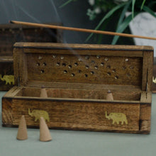 Charger l&#39;image dans la galerie, Boîte à Fumée pour Cônes d&#39;Encens 15cm - Bois de Manguier Premium
