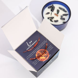 Bougie en cristal du zodiaque avec bracelet en pierres précieuses - Lion