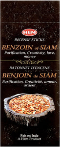 Encens Hem - Benjoin de Siam Hexa 20 bâtonnets - Maison des sens