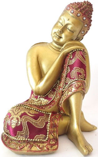 Bouddha penseur Rouge & Or 19cm - Maison des sens