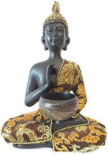 Bouddha thai avec bol Noir & Or 22cm - Maison des sens
